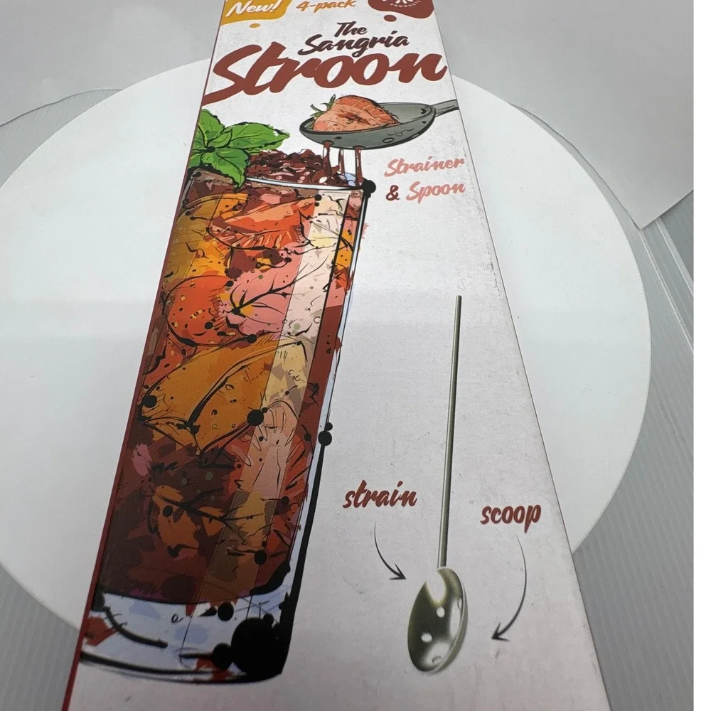 Nod Products The Sangria Stroon 4-Pack Cocktail Spoon‎ Strainer 2-in-1 Host Gift